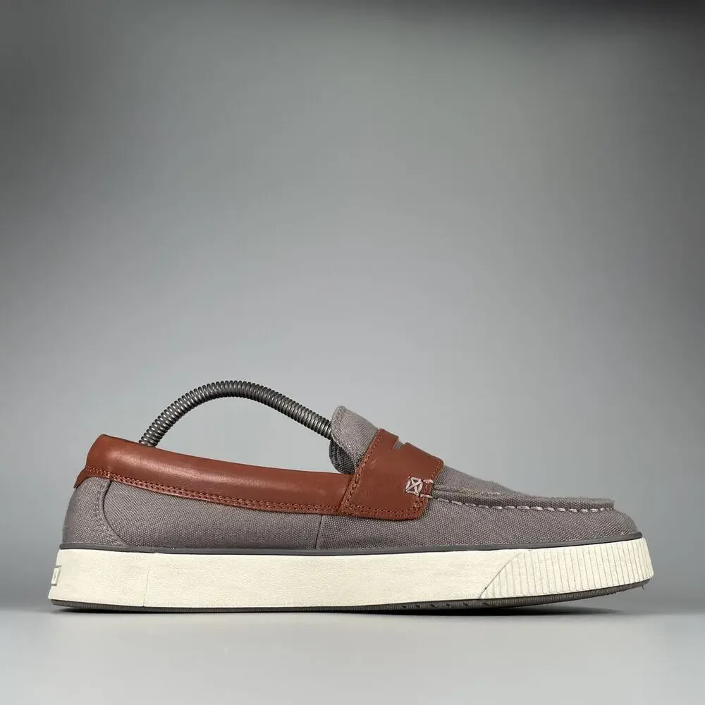 Cole Haan Nantucket 2.0 Men's 8.5 M Gray Canvas Slip On Penny Loafer Dress Shoes